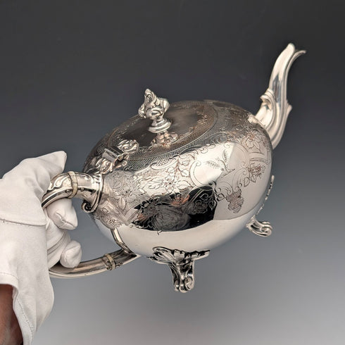 19世紀末英國古董銀盤茶壺